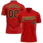 Personalized Red Navy-Yellow Performance Vapor Golf Polo Shirt Team Custom Name and Number