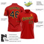 Personalized Red Navy-Yellow Performance Vapor Golf Polo Shirt Team Custom Name and Number