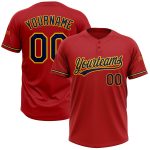 Personalized Red Navy-Yellow Two-Button Unisex Softball Jersey Team Custom Name and Number