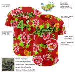 Personalized Red Neon Green-Black 3D Pattern Design Northeast China Big Flower Authentic Baseball Jersey Team Custom Name and Number