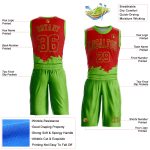 Personalized Red Neon Green Color Splash Round Neck Sublimation Basketball Suit Jersey Team Custom Name and Number