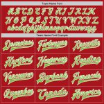 Personalized Red Neon Green-White Bomber Full-Snap Varsity Letterman Jacket Team Custom Name and Number