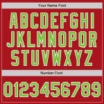 Personalized Red Neon Green-White Bomber Full-Snap Varsity Letterman Jacket Team Custom Name and Number
