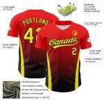 Personalized Red Neon Yellow-Black 3D Pattern Design Side Stripes Authentic Baseball Jersey Team Custom Name and Number