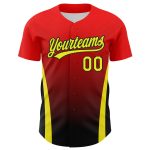 Personalized Red Neon Yellow-Black 3D Pattern Design Side Stripes Authentic Baseball Jersey Team Custom Name and Number
