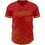 Personalized Red Old Gold 3D Pattern Design Leopard Print Fade Fashion Authentic Baseball Jersey Team Custom Name and Number