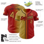 Personalized Red Old Gold-Black Authentic Gradient Fashion Baseball Jersey Team Custom Name and Number