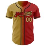 Personalized Red Old Gold-Black Authentic Gradient Fashion Baseball Jersey Team Custom Name and Number