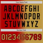 Personalized Red Old Gold-Black Bomber Full-Snap Varsity Letterman Gradient Fashion Jacket Team Custom Name and Number