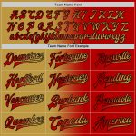 Personalized Red Old Gold-Black Bomber Full-Snap Varsity Letterman Gradient Fashion Jacket Team Custom Name and Number