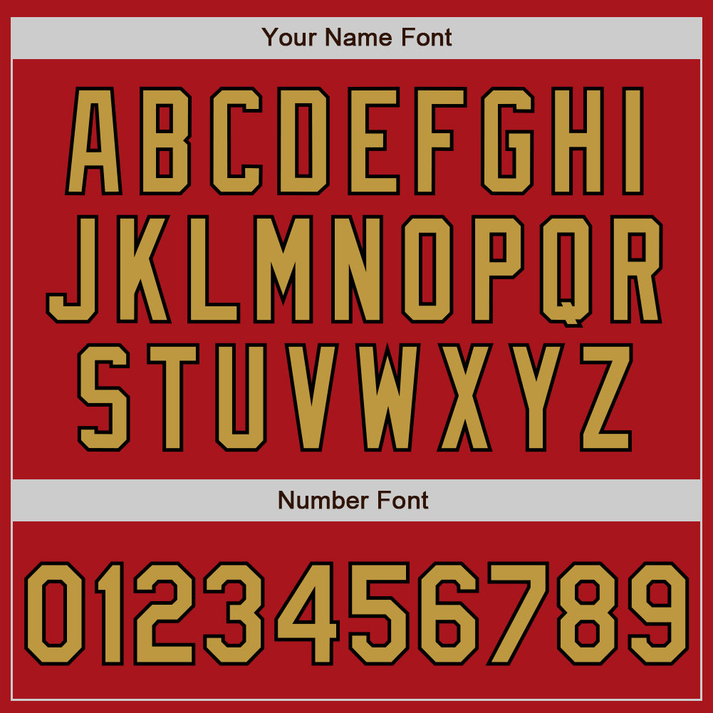 Personalized Red Old Gold-Black Bomber Full-Snap Varsity Letterman Jacket Team Custom Name and Number Personalized Red Old Gold-Black Bomber Full-Snap Varsity Letterman Jacket Team Custom Name and Number - Image 5