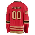 Personalized Red Old Gold-Black Hockey Jersey Team Custom Name and Number