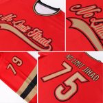 Personalized Red Old Gold-Black Hockey Jersey Team Custom Name and Number