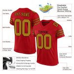 Personalized Red Old Gold-Black Mesh Authentic Football Jersey