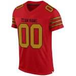Personalized Red Old Gold-Black Mesh Authentic Football Jersey