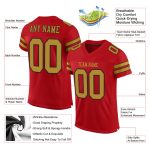 Personalized Red Old Gold-Black Mesh Authentic Football Jersey Team Custom Name and Number