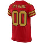 Personalized Red Old Gold-Black Mesh Authentic Football Jersey Team Custom Name and Number