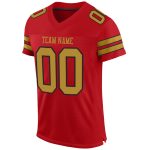 Personalized Red Old Gold-Black Mesh Authentic Football Jersey Team Custom Name and Number