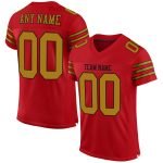 Personalized Red Old Gold-Black Mesh Authentic Football Jersey