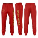 Personalized Red Old Gold Fleece Jogger Sweatpants Team Custom Name and Number