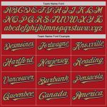 Personalized Red Old Gold-Navy 3 Colors Arm Shapes Authentic Baseball Jersey Team Custom Name and Number