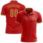 Personalized Red Old Gold Performance Golf Polo Shirt Team Custom Name and Number