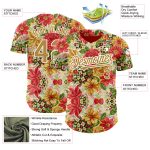 Personalized Red Old Gold-White 3D Pattern Design Northeast China Big Flower Authentic Baseball Jersey Team Custom Name and Number