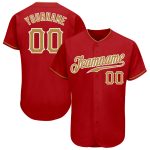 Personalized Red Old Gold-White Authentic Baseball Jersey Team Custom Name and Number