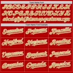 Personalized Red Old Gold-White Line Authentic Baseball Jersey Team Custom Name and Number