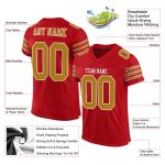 Personalized Red Old Gold-White Mesh Authentic Football Jersey