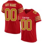 Personalized Red Old Gold-White Mesh Authentic Football Jersey
