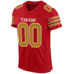 Personalized Red Old Gold-White Mesh Authentic Football Jersey