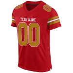 Personalized Red Old Gold-White Mesh Authentic Football Jersey Team Custom Name and Number