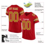 Personalized Red Old Gold-White Mesh Authentic Football Jersey Team Custom Name and Number