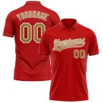 Personalized Red Old Gold-White Performance Vapor Golf Polo Shirt Team Custom Name and Number