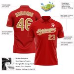 Personalized Red Old Gold-White Performance Vapor Golf Polo Shirt Team Custom Name and Number