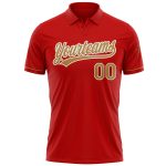 Personalized Red Old Gold-White Performance Vapor Golf Polo Shirt Team Custom Name and Number