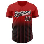 Personalized Red Pinstripe Black-White Authentic Fade Fashion Baseball Jersey Team Custom Name and Number