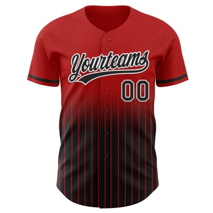 Personalized Red Pinstripe Black-White Authentic Fade Fashion Baseball Jersey Team Custom Name and Number