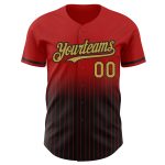 Personalized Red Pinstripe Old Gold-Black Authentic Fade Fashion Baseball Jersey Team Custom Name and Number