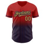 Personalized Red Pinstripe Old Gold-Navy Authentic Fade Fashion Baseball Jersey Team Custom Name and Number