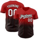 Personalized Red Pinstripe White-Black Authentic Fade Fashion Baseball Jersey Team Custom Name and Number