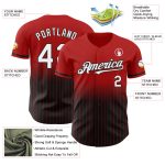 Personalized Red Pinstripe White-Black Authentic Fade Fashion Baseball Jersey Team Custom Name and Number
