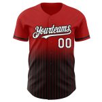 Personalized Red Pinstripe White-Black Authentic Fade Fashion Baseball Jersey Team Custom Name and Number