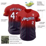 Personalized Red Pinstripe White-Navy Authentic Fade Fashion Baseball Jersey Team Custom Name and Number