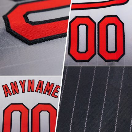 Personalized Red Pinstripe White-Navy Authentic Fade Fashion Baseball Jersey Team Custom Name and Number