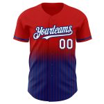 Personalized Red Pinstripe White-Royal Authentic Fade Fashion Baseball Jersey Team Custom Name and Number
