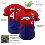 Personalized Red Pinstripe White-Royal Authentic Fade Fashion Baseball Jersey Team Custom Name and Number
