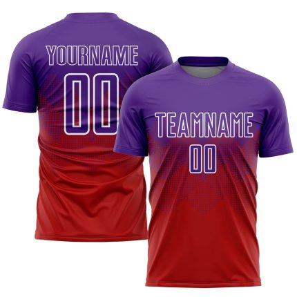 Personalized Red Purple-White Sublimation Soccer Uniform Jersey Team Custom Name and Number