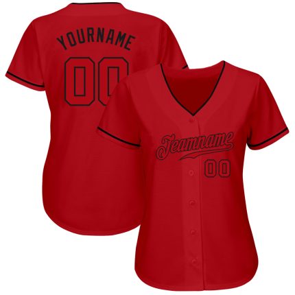 Personalized Red Red-Black Authentic Baseball Jersey Team Custom Name and Number